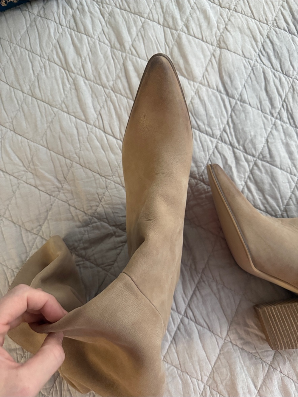 Steve Madden Taupe Over-the-Knee Slouch Block Heel Boots - Picture 3 of 3